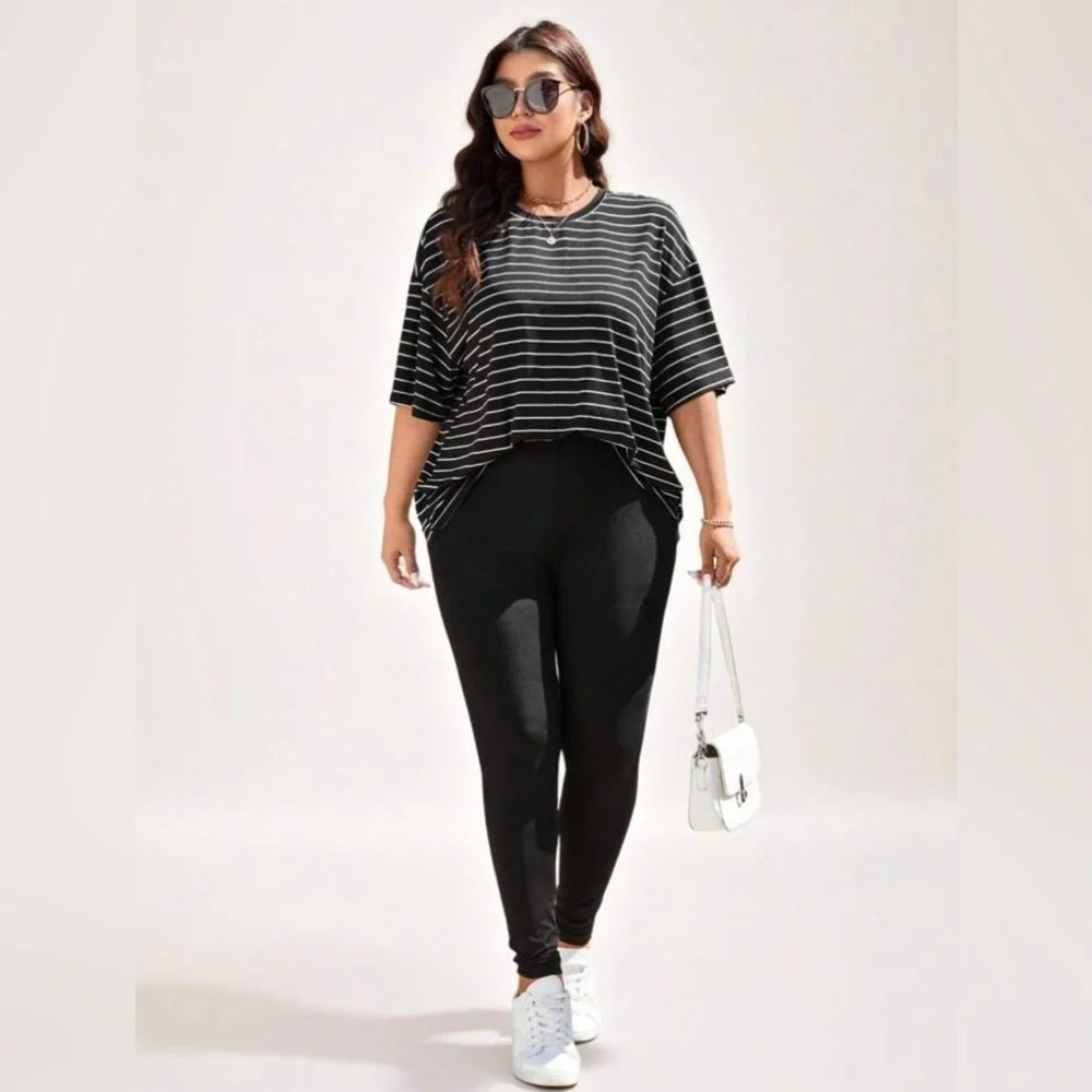 NWOT SHEIN Black Leggings, Full Length, Size 0XL (12) - Picture 2 of 5